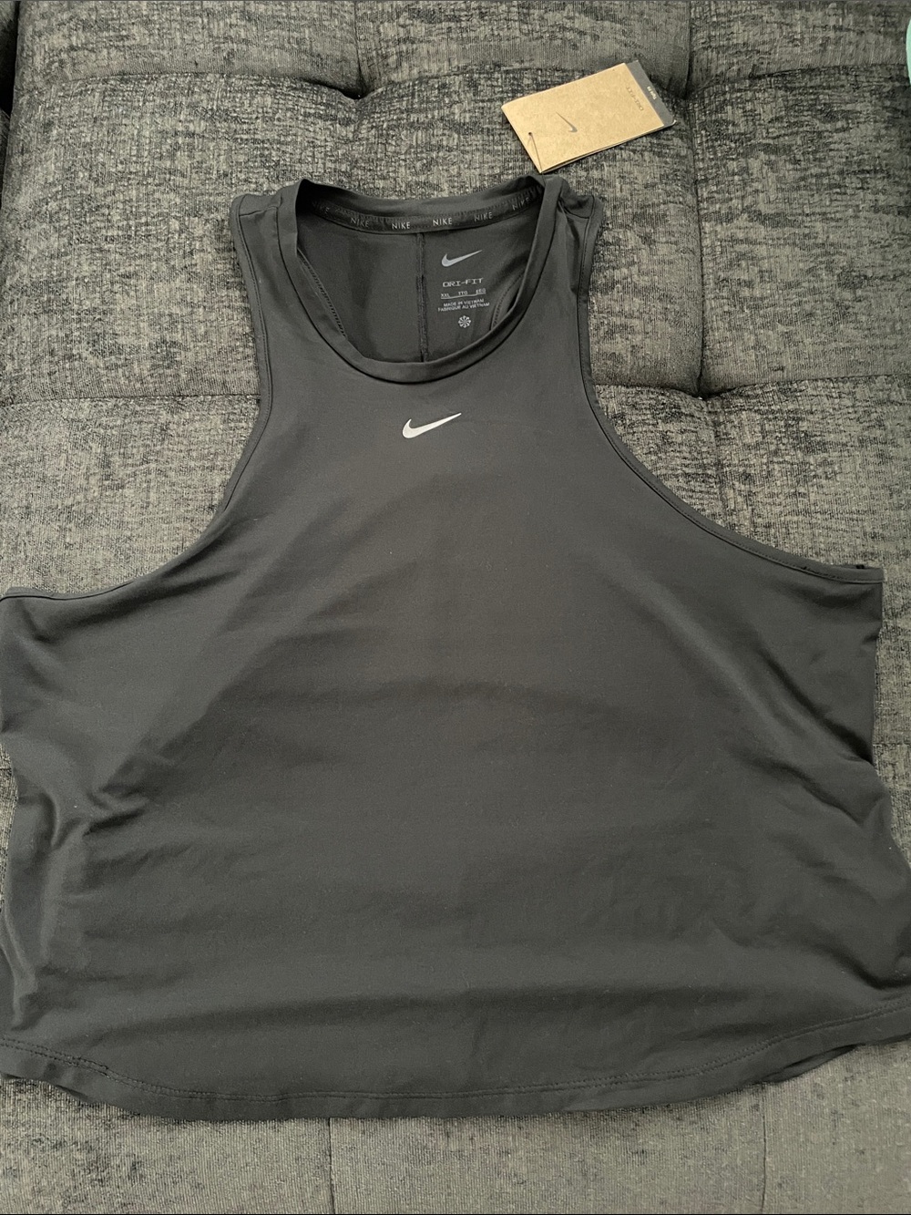 Nike Black Sleeveless Dri-FIT Workout Tank with White Swoosh